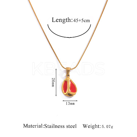 304 Stainless Steel Enamel Red Geometric Pendant Necklaces FS-WGE6FD0-03-1