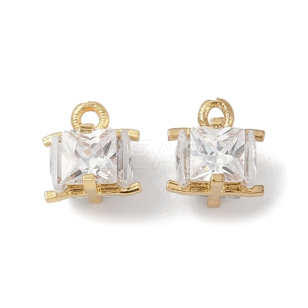 Rack Plating Brass Micro Pave Clear Cubic Zirconia Pendants KK-A224-09G-1