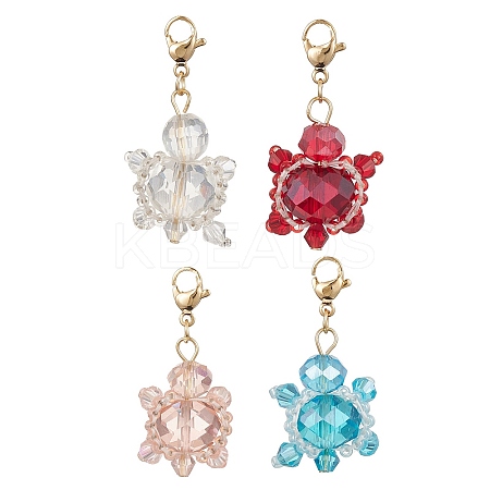 Tortoise Glass Bead Pendants Decorations HJEW-MZ00025-1
