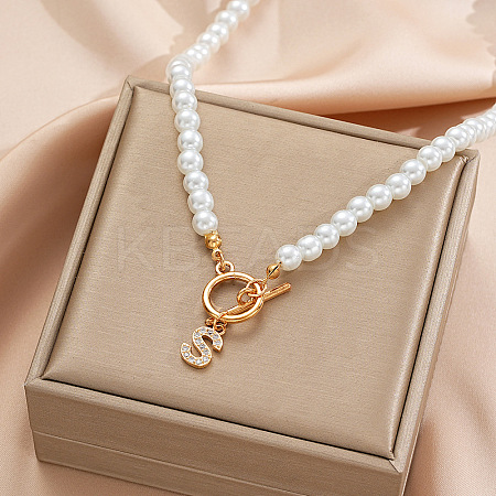 Alloy Crystal Rhinestone Letter Pendant Necklaces FS-WG0709C-10-1
