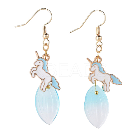 Unicorn Alloy Enamel Dangle Earrings EJEW-JE03711-03-1