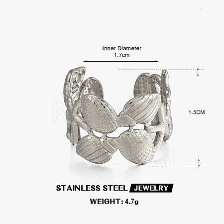 304 Stainless Steel Open Cuff Rings for Women WG32771-02-1