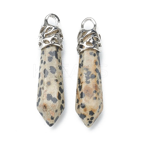 Bullet Natural Dalmatian Jasper Pointed Pendants LS-G-E332-C34-1