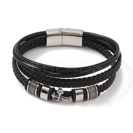 Braided Microfiber Leather Multi-strand Bracelets BJEW-B096-04A-1