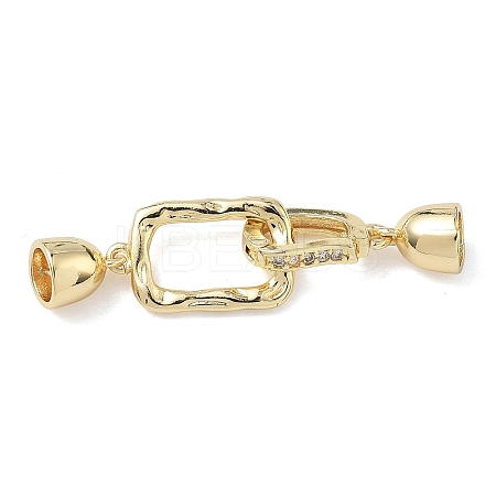 Rectangle Brass Micro Pave Clear Cubic Zirconia Fold Over Clasps KK-Z143-16G-1