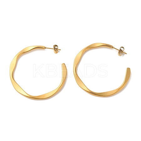 Ion Plating(IP) 304 Stainless Steel C-Shaped Stud Earrings for Women EJEW-Z066-07G-1