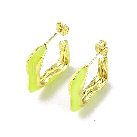 Enamel Twist Square Stud Earrings EJEW-P214-23G-03-1