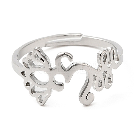 Non-Tarnish 304 Stainless Steel Yoga & Infinity Adjustable Ring for Women LS-RJEW-M149-19P-1