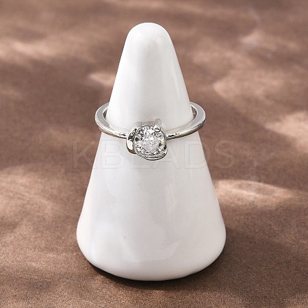 Brass Micro Pave Cubic Zirconia Finger Rings for Women RJEW-B153-02P-1