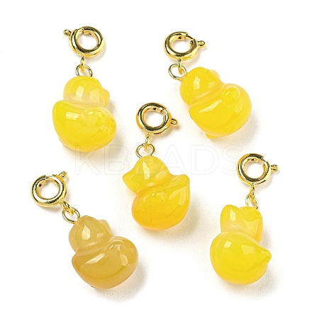 Duck Rack Plating Heated Natural Yelloy Agate Pendant Decorations KK-NH0006-01G-1