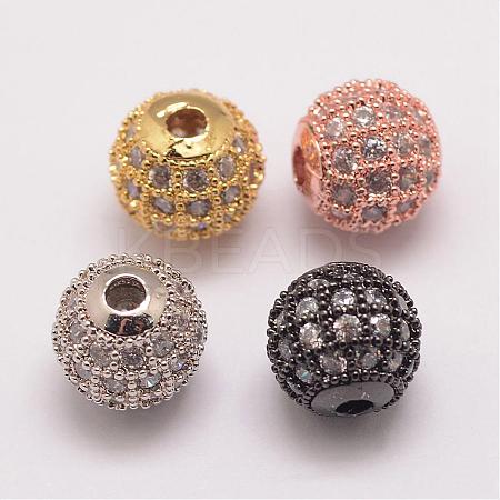 Brass Micro Pave Cubic Zirconia Beads ZIRC-E110-05-1