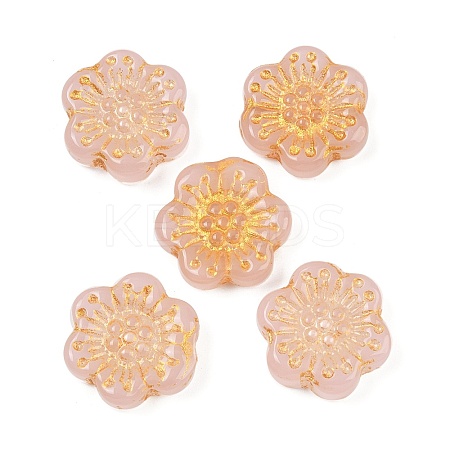 Baking Paint and Golden Metal Enlaced Glass Beads DGLA-T004-09I-1