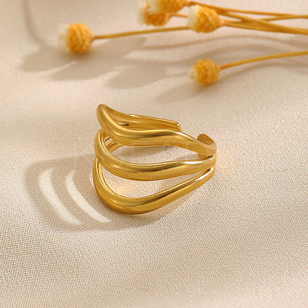 304 Stainless Steel Cuff Open Rings for Women WGBC60A-01-1