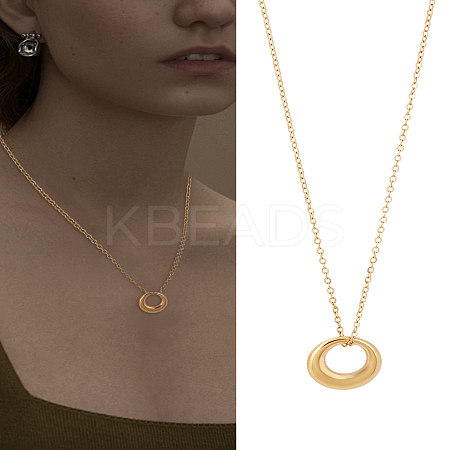 1Pc Minimalist Stainless Steel Circle Pendant Necklaces NJEW-LP0002-83-1