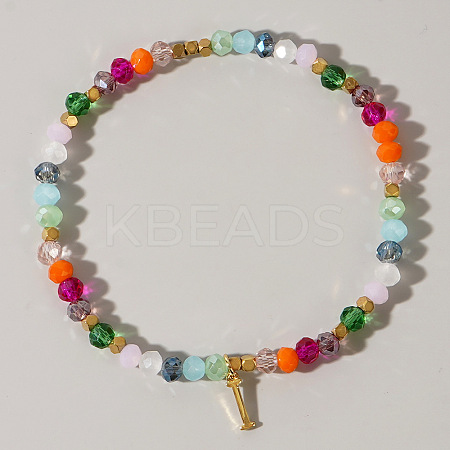 Brass Initial Charm Bracelets KC4213-9-1