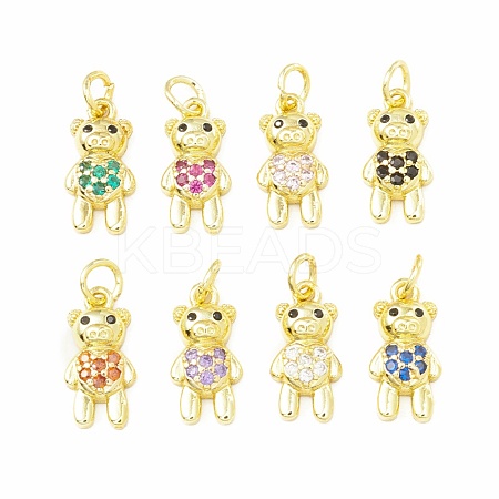 Brass Micro Pave Cubic Zirconia Pendants KK-H428-08G-1