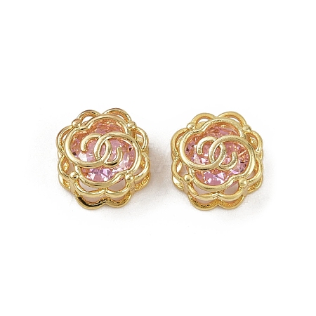 Brass Micro Pave Cubic Zirconia Beads KK-C093-08G-02-1
