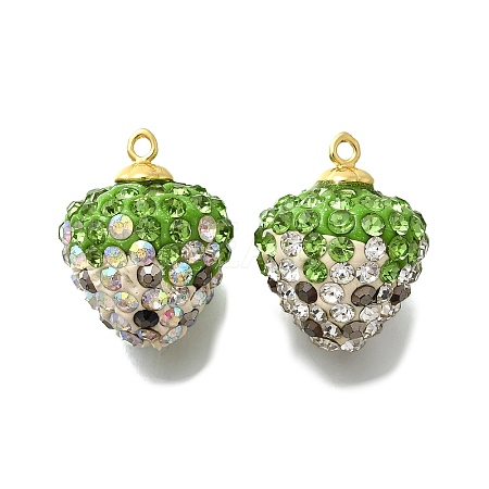 Rhinestone Clay Brass Pendants KK-D295-05G-1