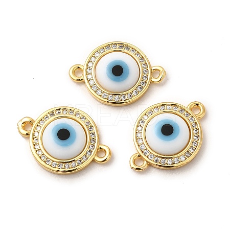Rack Plating Real 18K Gold Plated Brass Micro Pave Clear Cubic Zirconia Connector Charms ZIRC-L102-04G-07-1