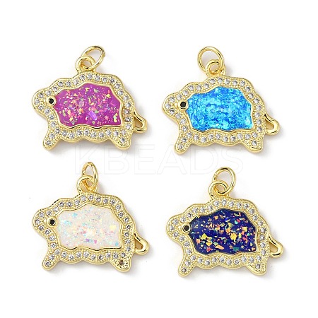 Brass Micro Pave Cubic Zirconia Pendants KK-A197-31G-1