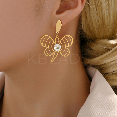 Elegant Tassel Butterfly 201 Stainless Steel Stud Earrings PO0669-1