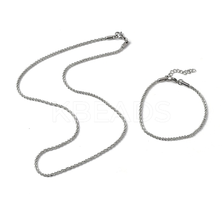 Non-Tarnish 304 Stainless Steel Link Chain Bracelets & Necklaces SJEW-F220-01A-P-1